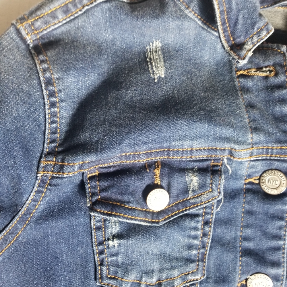 AEROPOSTALE DISTRESSED JEAN JACKET SIZE SMALL - Picture 7 of 12